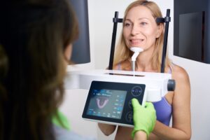 woman receiving a 3d scan woman receiving a 3d scan